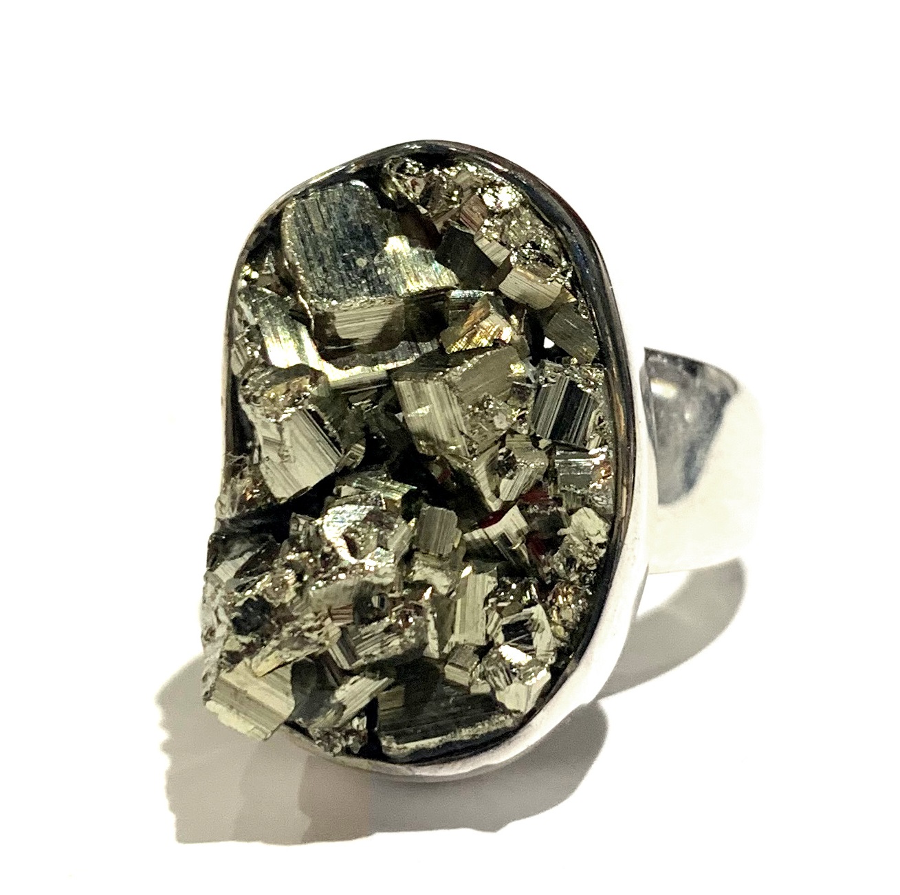 925 Silver With Natural Pyrite Crystal Healing Ore Stone Ring Fashion  Jewelry Gift For Friends - AliExpress